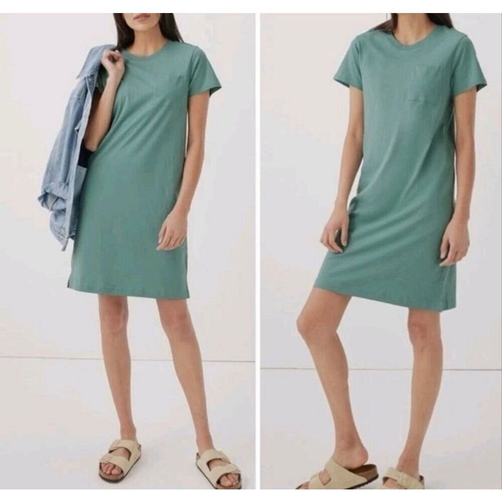 PACT Organic Cotton Softspun Tee Dress Dark Forest‎ Size Small NWT